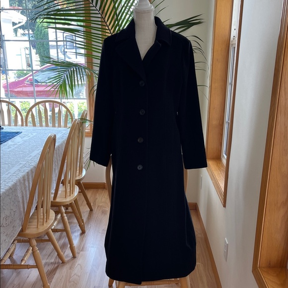 Anne Klein Black Long Coat - Picture 1 of 13